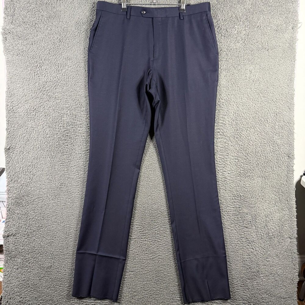 Spier & Mackay Pants Mens 35x37 Blue Contemporary Fit Dress Slacks Wool Formal